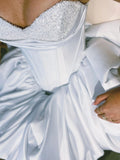 MQTIME  -  Aamzing White Short Bubble Wedding Dresses With Many Beads Mini Party Dresses Lace Up  Many Color Available