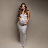 MQTIME  -  ﻿ Women Celebrate Prom Birthday Dress Photography Outfit Sparkly Rhinestones Pearls See Through Long Dress Singer Sexy Show Wear