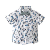 MQTIME  -  3Piece Sets Summer Baby Boy Clothes Fashion Flowers Gentleman Tie Short Sleeve Tops+Shorts+Straps Boutique Kids Clothing