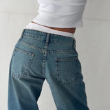 MQTIME  -  Y2K Baggy Jeans for Women Trendy Low Rise Casual Straight Leg Boyfriend Jeans Denim Pants with Pocket Streetwear