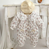 MQTIME  -  Winter 0-24M Toddler Baby Girl Warm Thick Romper Floral Printing Newborn Baby Girl Plush Jumpsuit Children Warm Thick Clothes