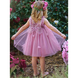 MQTIME  -  0-4Y Princess Toddler Girl Summer Dress Sleeveless Ruffles Lace Tulle Party Sundress with Butterfly Wings