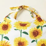 MQTIME  -  2Piece Summer Girls Boutique Clothes Fashion Cute Flowers Sleeveless Baby Tops+Denim Shorts Luxury Kids Clothing Set