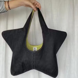 MQTIME  -  Y2K Street Style Women Star Shaped Underarm Tote Bag Creative Solid Color Novelty Design Large Capacity Daily Travel Handbag
