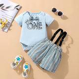 MQTIME  -  2Piece Summer Baby Boy Outfit Set Korean Cartoon Cute Print Short Sleeve Newborn Jumpsuit Bodysuit+Shorts Toddler Clothes BC1766
