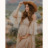 MQTIME  -  Bohemian Photo Shooting Pregnancy Dress Rose Theme In The Wilderness Pleated Chiffon Maternity Dress Clothes For Pregnant Women