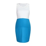 Mqtime Summer Sleeveless Color Patchwork Pregnant Women Vests and Dresses Package Hip Skirt