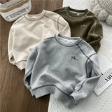 MQTIME  -  Spring Solid Sweatshirt New Autumn Fashion Loose Casual Pullover Kids Long Sleeve Cotton Tracksuits Children Clothing 2-8 Years