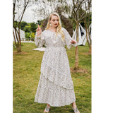 Mqtime Spring Summer Long Sleeve Casual Dresses Female Holiday Women Maxi Dress Print O-Neck Fashion Bohemian Long Sundress Vestidos