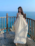 MQTIME  -  Dresses Women Floral Printed Ruffles Elegant Holiday Beach Wedding Party Cocktail Dress Backless Fairy Princess