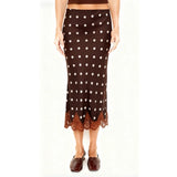 MQTIME  -  Women Y2k Vintage Polka Dot Sheer Floral Lace Trim Patchwork Satin Silk Long Skirt Silky Elegant A-line Slip Skirts