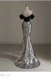 MQTIME  -  Fishtail Evening Dress 2025 New Sequin Beaded Off The Shoulder Sleeveless Annual Meeting High-end Light Luxury Celebrity Gown