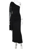 MQTIME  -  Spring Women's New Fashion Single Shoulder Wrinkle Slimming Solid Dress Temperament Commuting Female Elegant Sexy Party Dresses