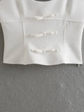 MQTIME  -  Elegant Plain Bow Camisole Tank for Woman White Slim Fit Camisole Tank with Zipper Summer New Fashion Short Vest Woman Clothing