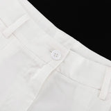 MQTIME  -  Summer Cotton Cut-out Stitching Design Sense Set Women's Summer New V-neck Short Sleeve Lace-up Top Shorts Two-piece Set