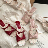 MQTIME  -  New Summer High Heels Fashion Flower Pink Bow Wedge Sandals for Women Wear Sandalias De Mujer