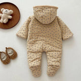 MQTIME  -  New Winter Toddler Baby Girl Thicken Warm Romper Long Sleeved Hooded Print Baby Jumpsuit Children Thicken Warm Clothes
