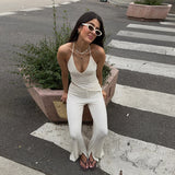 MQTIME  -  Sexy Knit Halter Top Pant Sets Women Asymmetric Backless Sleeveless Crop Vests Wide Leg Pants 2025 Summer Lady Holiday Outfits