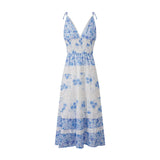 MQTIME  -  Women's Boho Floral Smocked Maxi Dress Y2k Patchwork Lace Layered Long Beachwear Dresses Casual Flowy Summer Sundress