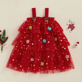 MQTIME  -  Christmas Baby Girls Dresses Princess Kids Party Clothes for Girl Star Print Sleeveless Layered Tulle Dress with Ball