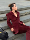  MQTIME  -  Elegant Velvet Women's Blazer Trouser Suit Lapel Single-Breasted Slim Lady Set 2026 Winter Spring Chic 2 Pieces Set Women New