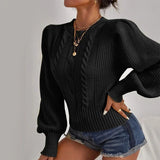 MQTIME  -  Women Sweaters Solid Color 2025 Autumn Winter Soft Warm Tops Loose Female Pullover Lantern Sleeve Knitted Sweater