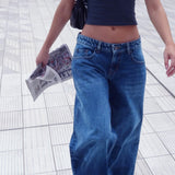 MQTIME  -  Y2K Baggy Jeans for Women Trendy Low Rise Casual Straight Leg Boyfriend Jeans Denim Pants with Pocket Streetwear