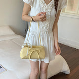  MQTIME  -  Women's Small PU Leather Shoulder Bag New Trend Solid Color Underarm Tote Bag Female Fashion Sweet Casual Dating Handbags