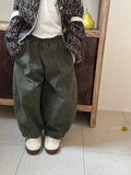 MQTIME  -  Autumn Kids Carrot Pants 1-7T Vintage Style Solid Boys Splicing Pants Korean Loose Childrens Trousers Girls Baby Wide Leg Pants
