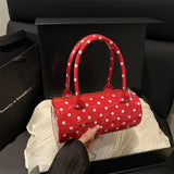 MQTIME  -  Niche Polka Dot Bag for Women French Retro Underarm Crossbody Bag, Exquisite Hand-Held Women's Cylindrical Bag