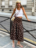 MQTIME  -  Spring Women's Clothing Polka Dot Slimming Elegant Office Wear A Line Long Skirt For Woman Polyester Vintage Midi Skirt With Fl