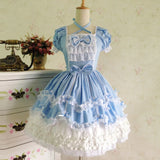 MQTIME  -  Sweet Japanese Lolita Style Summer Women Birthday Party Mini Dress Sexy Bowknot Bandage Cosplay Cute Kawaii Lace Ruffle Dresses