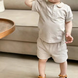 MQTIME  -  Fashion Baby Girl Boy Cotton Clothes Set Polo Tshirt+Shorts 2pcs Infant Toddler Child Clothing Set Summer Baby Clothes 1-5Y