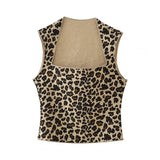 MQTIME  -  Women 2 Piece Set Leopard Print Sexy Sleeveless Bustier Crop Top Vintage High Waist Slim Midi Skirt Casual Commuting Wear