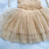 MQTIME  -  Baby Girl Princess Pearl Strap Layered Tutu Dress Child Vintage Vestido Party Wedding Pageant Birthday Baby Clothes 1-10Y