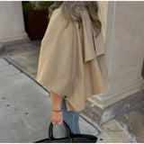MQTIME  -  Khaki Color Short Cape Style Jackets Women Casual Solid Lapel Full Sleeves Single Breasted Coats Lady Daily Street Outwear New