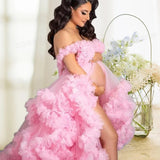 MQTIME  -  Puffy Ruffles Tulle Maternity Dresses for Photoshoot Gowns Baby Shower Dress Bridal Lingerie Robe vestidos para embarazadas