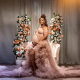 MQTIME  -  Puffy Ruffles Tulle Maternity Dresses To Photo Shoots Fluffy Tulle Robe Bridal Prom Gowns Women Dress Long Layered Elegant