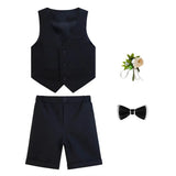 MQTIME  -  Children Boy Summer Cool Green Suit Kids Boys Vest Shirt Shorts Bowtie Ceremony Costume Formal Boys Breathable Slim Wedding Suit