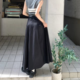 Mqtime Y2K Vintage Pleated All-match Cargo Skirt Women Autumn and Winter New High Waist Solid Color Casual A-line Skirt with Belt