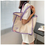 MQTIME  -  Casual Large Capaci Canvas oulder Bag Handbag Artistic Tote Bag Trendy New Ins Big Bag Soft Foldable Magnetic Bule