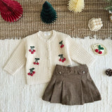 MQTIME  -  New Winter Baby Girls Christmas Sweaters Cherry Embroidery Kids Cardigan Coats Children Cute Knitted Sweater