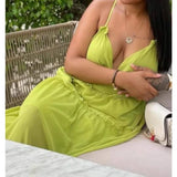 MQTIME  -  Summer New Solid Color Suspender Waist Tube Top Dress Femininity Elegant Long Dress