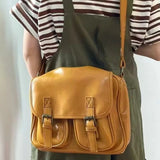 MQTIME  -  Vintage Autumn Brown PU Leather Crossbody Bag Shoulder Bag Large Capacity Messenger Bags Commuter Tote Bag Women's Bags