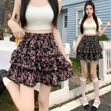 MQTIME  -  2024 Summer New Korean Edition Sweet Small Fragmented Flower Short High Waist Slim Loose A-line Fluffy Half skirt for women