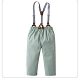 MQTIME  -  Spring Autumn Suspender Pants Children's Boys Suit Kids Toddler Baby Boys' British Gentleman's Clothes Suit