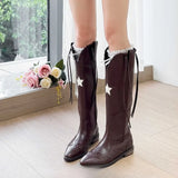 MQTIME  -  Retro Womens Shoes Luxury Leather Knight Boots for Woman Handmade Pointed Tip Western Cowboy Boots Designer Shoes Botas Feminina