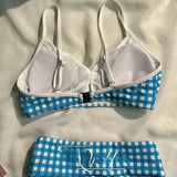 MQTIME  -  Girls' Tee-Piece Plaid Bikini Swimsuit Long Sve Separate Cover up Sun Protection Slimming Flat Footwear Holiday Feeling