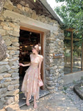 MQTIME  -  Elegant Seaside Vacation Floral Printed Dress Summer Off Shoulder Women Camisole Dress Slim Casual Ruffles Fairy Dress