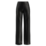 MQTIME  -  High Waist Silk Satin Wide Leg Pants Straight Cut Women's Premium Quality Trousers Drapey Elegant Fashionable Spring